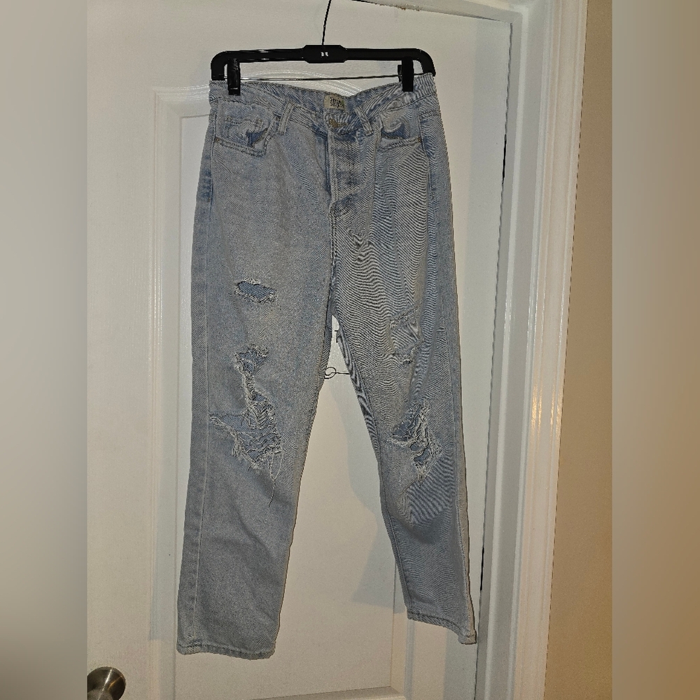 Womens Light Blue Distressed Jeans